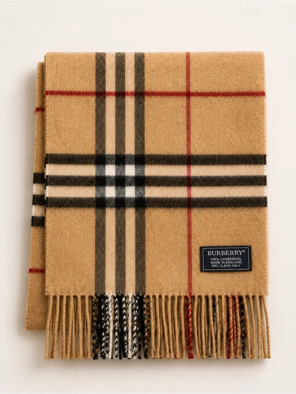 Burberry Camel Vintage Nova Check Wool Scarf